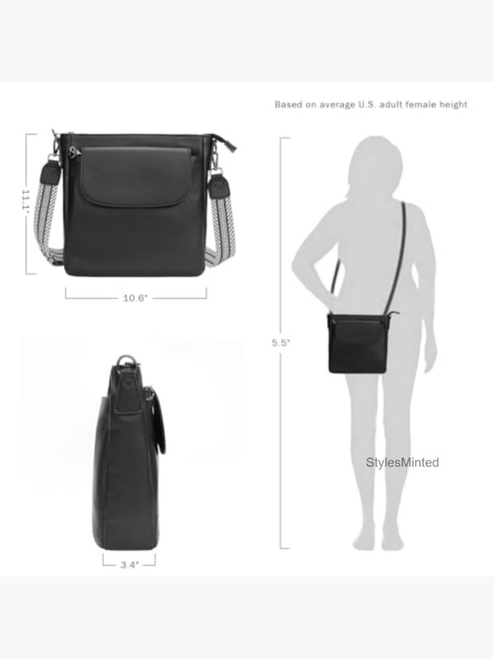 Anti Theft Crossbody Bag with RFID Blocking, Vegan Leather Travel Purse - Picture 5 of 7